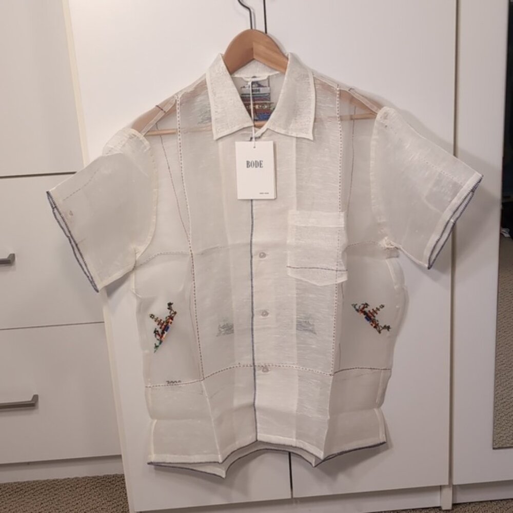 Bode NWT Sheer Pagoda Shirt Silk Linen Men's XS/S